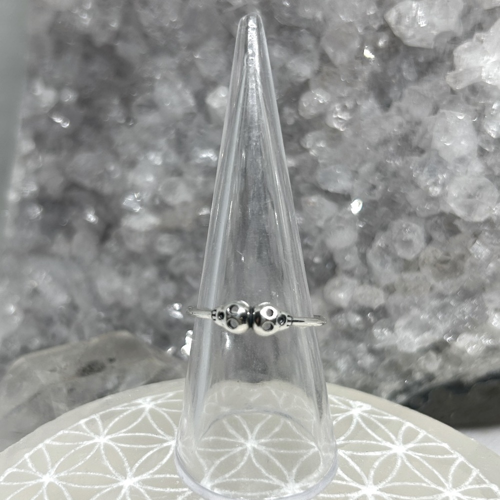 Sterling Silver Double Skull Ring - image 1